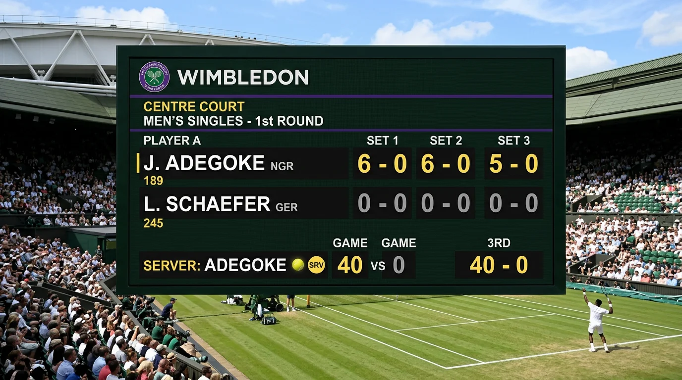 Marcador de tenis con diferencia de juegos entre dos jugadores en un Grand Slam